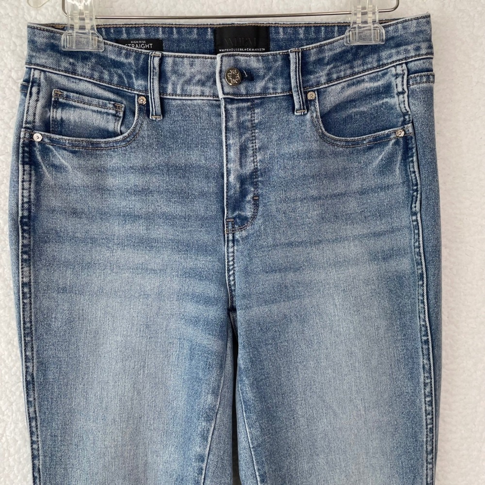 White House Black Market High-Rise Straight Sculpt Jeans Blue Medium Wash Size 6 - Picture 2 of 11